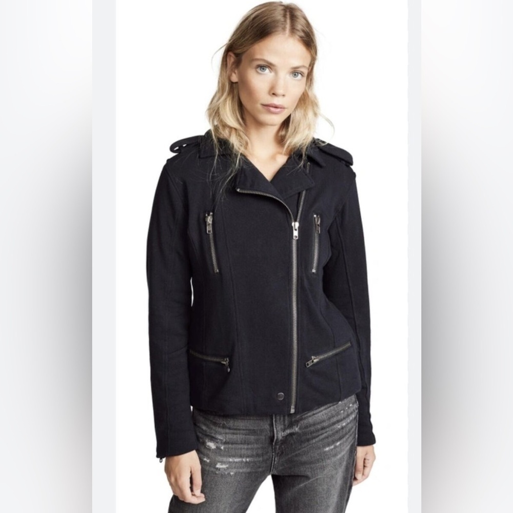 NEW w/TAGS CHASER Women's Asymmetric Zip Jersey Knit Black Moto Jacket Size Med.